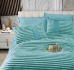 Set Lenjerie de Pat cu Blăniță Moale și Pilotă 6 Piese 200x230 cm-Turcoaz - imagine 4