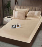 Set Lenjerie de Pat cu Blăniță Moale și Pilotă 6 Piese 200x230 cm-Bej - imagine 2