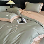 Lenjerie De Pat cu broderie Bumbac Satinat 100% Deluxe Antisifonare -Ambalaj Cadou Elegant - imagine 2