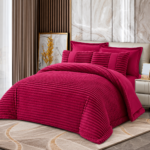 Set Lenjerie de Pat cu Blăniță Moale și Pilotă 6 Piese 200x230 cm-Burgundy