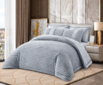 Set Lenjerie de Pat cu Blăniță Moale și Pilotă 6 Piese 200x230 cm-Gri
