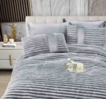 Set Lenjerie de Pat cu Blăniță Moale și Pilotă 6 Piese 200x230 cm-Gri - imagine 4