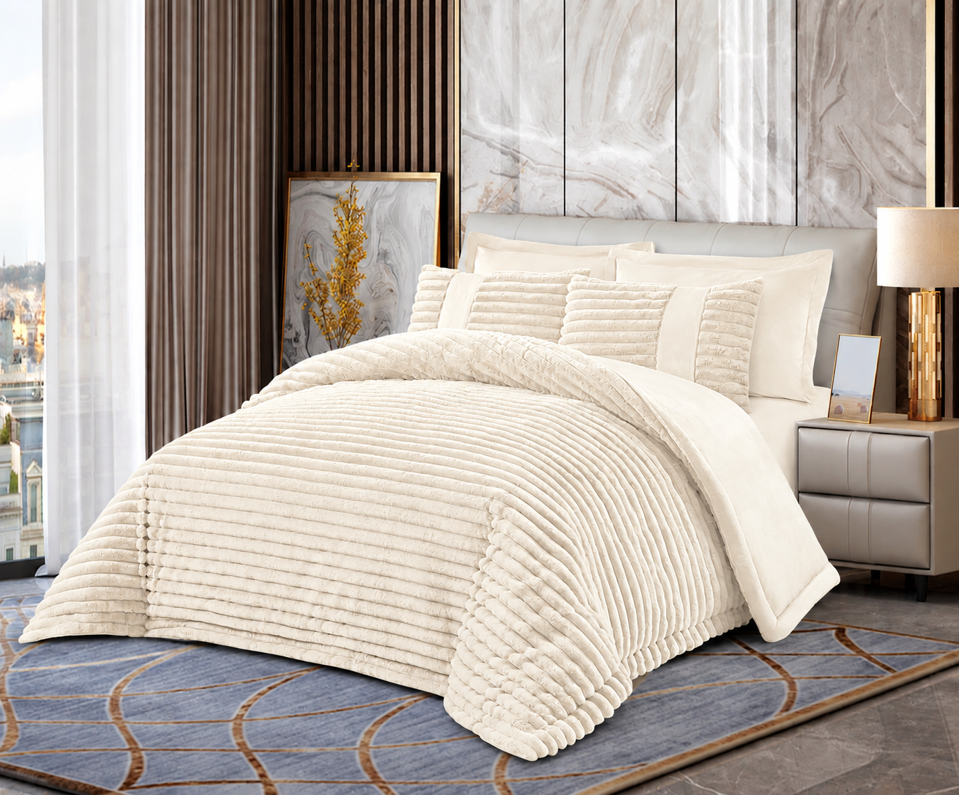 Set Lenjerie de Pat cu Blăniță Moale și Pilotă 6 Piese 200x230 cm Set Lenjerie de Pat cu Blăniță Moale și Pilotă 6 Piese 200x230 cm