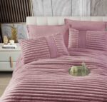 Set Lenjerie de Pat cu Blăniță Moale și Pilotă 6 Piese 200x230 cm-Roz - imagine 4